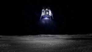 Vizualizace přistání landeru Blue Moon.