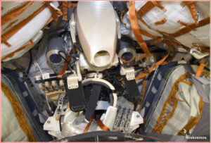 Robot Fedor v Sojuzu MS-14 před odletem od ISS.