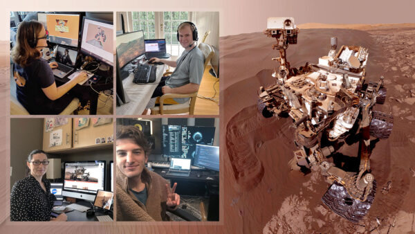 Fotografie operátorů roveru Curiosity pořízené 20. března - první den, kdy všichni pracovali z domova.